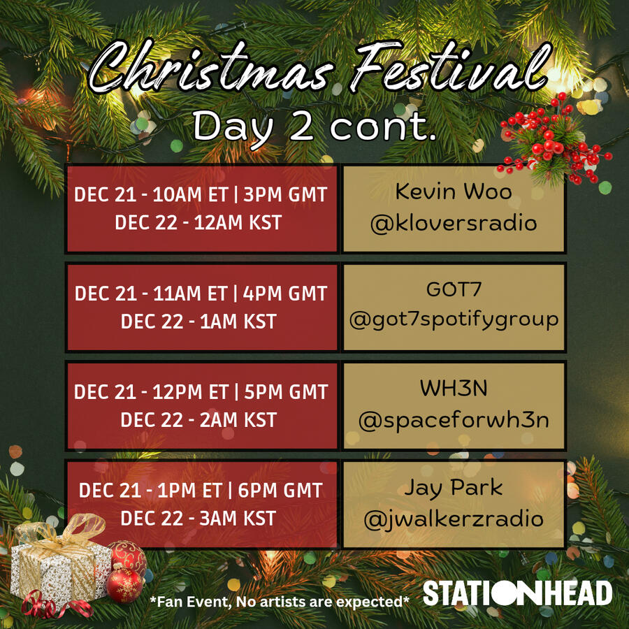 Christmas Festival Group Stations Event Line-up on Stationhead Christmas Festival Group Stations Event Line-up on Stationhead