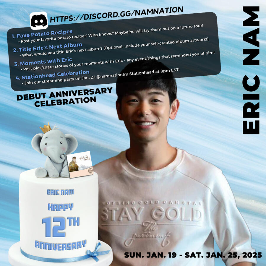 Celebrating Eric Nam's 12th Debut Anniversary on Discord Celebrating Eric Nam's 12th Debut Anniversary on Discord