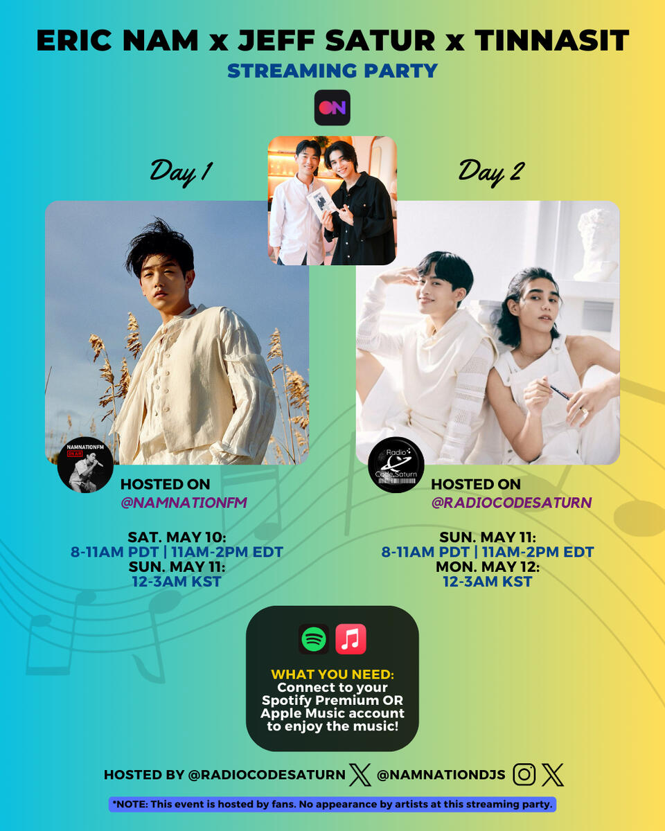 Eric Nam, Jeff Satur, and Tinnasit Stationhead Streaming Party