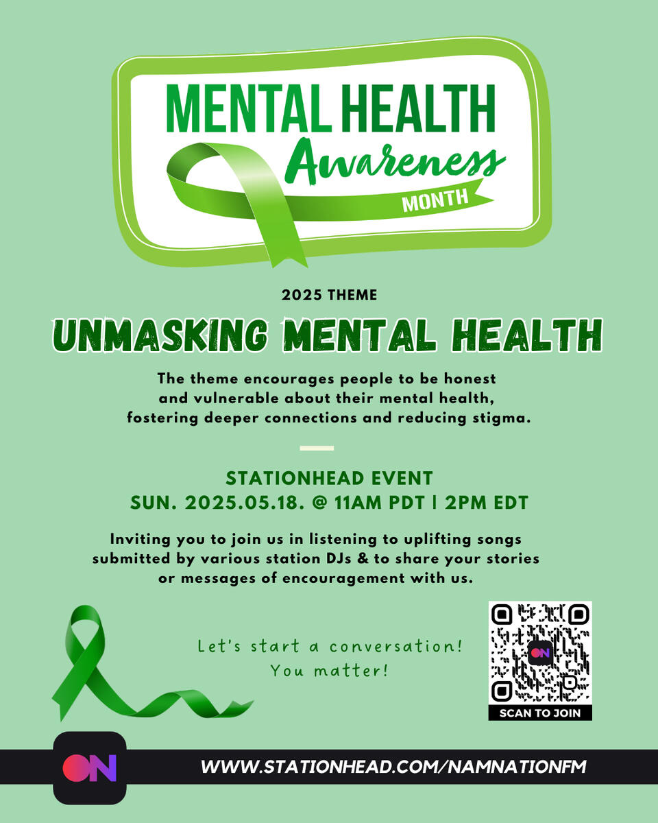 Mental Health Awareness Month 2025 Stationhead Streaming Party - Unmasking Mental Health Mental Health Awareness Month 2025 Stationhead Streaming Party - Unmasking Mental Health