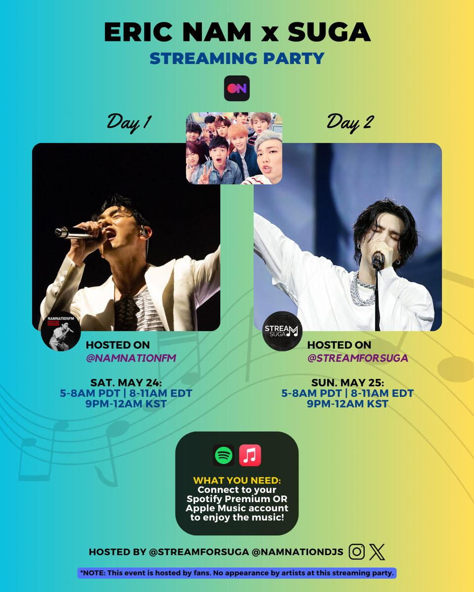 Eric Nam and Suga Stationhead Streaming Party