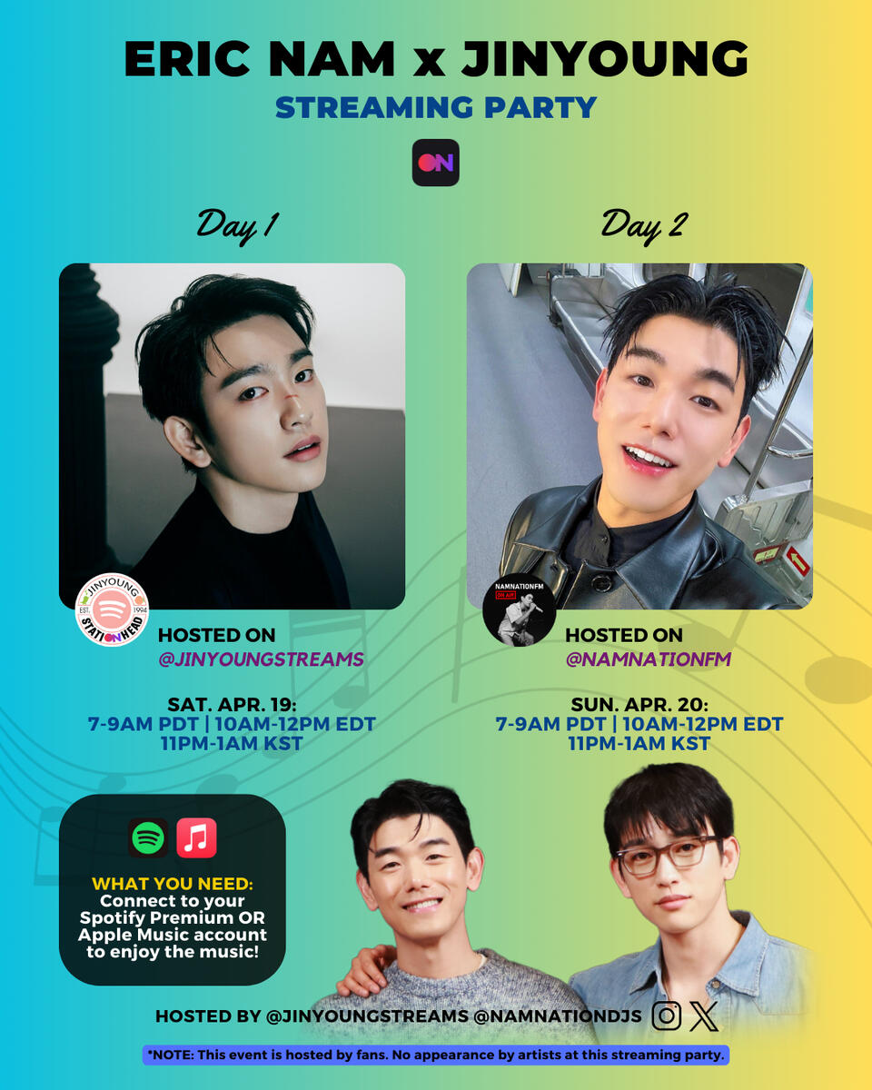 Eric Nam x Park Jinyoung Streaming Party Eric Nam and Park Jinyoung (GOT7) Stationhead Streaming Party