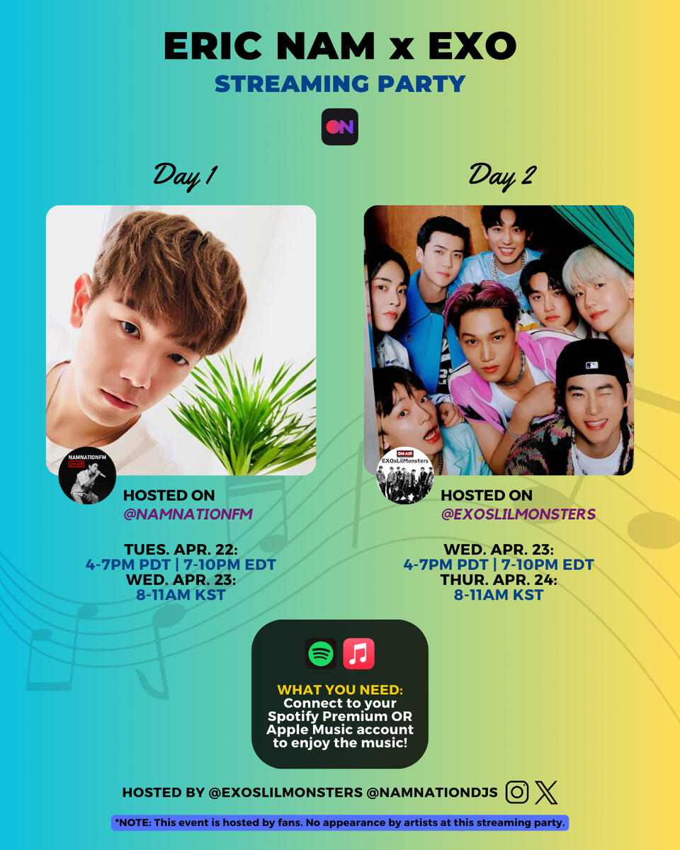 Eric Nam x EXO Streaming Party Eric Nam and EXO Stationhead Streaming Party
