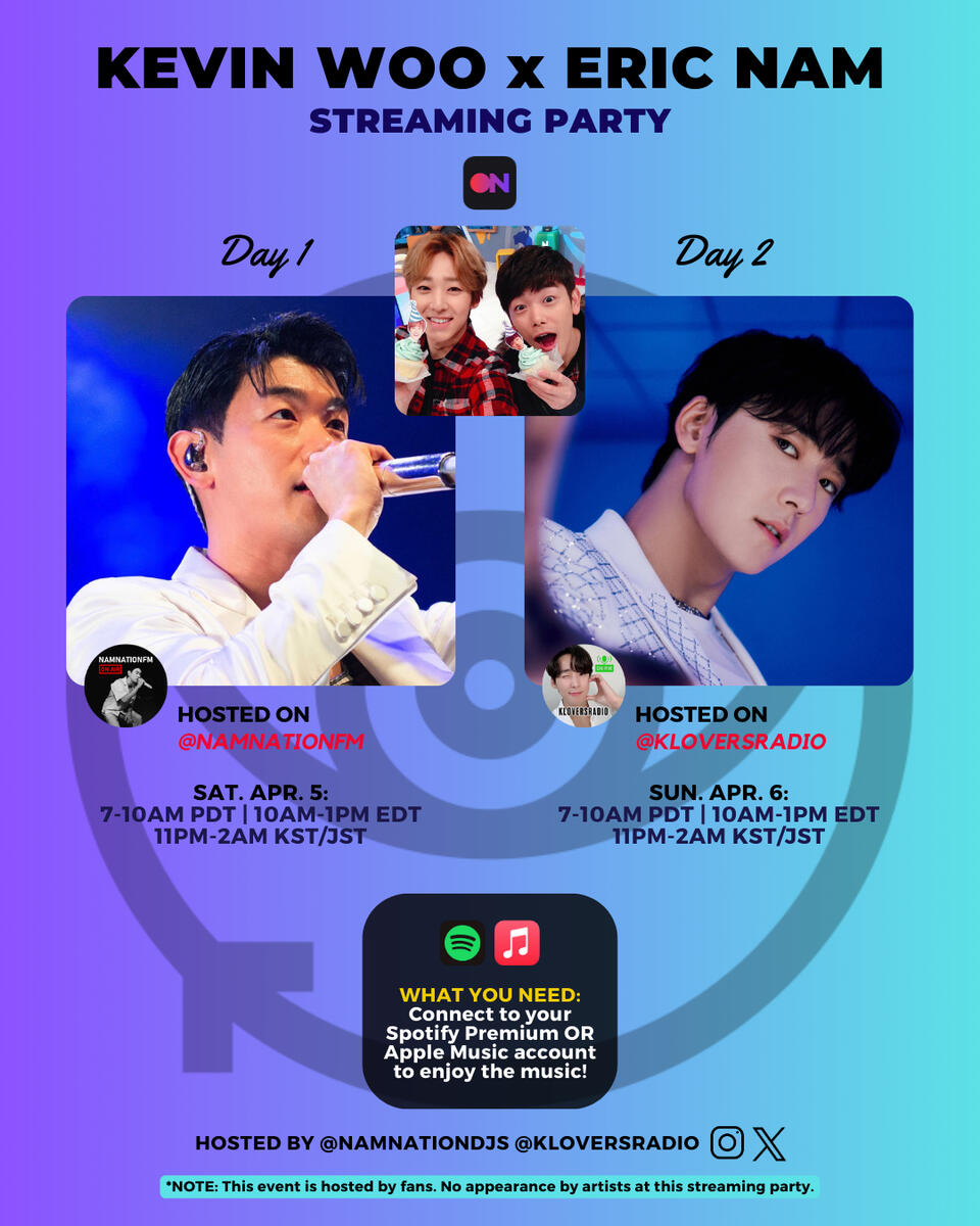 Kevin Woo x Eric Nam Streaming Party Kevin Woo and Eric Nam Stationhead Streaming Party