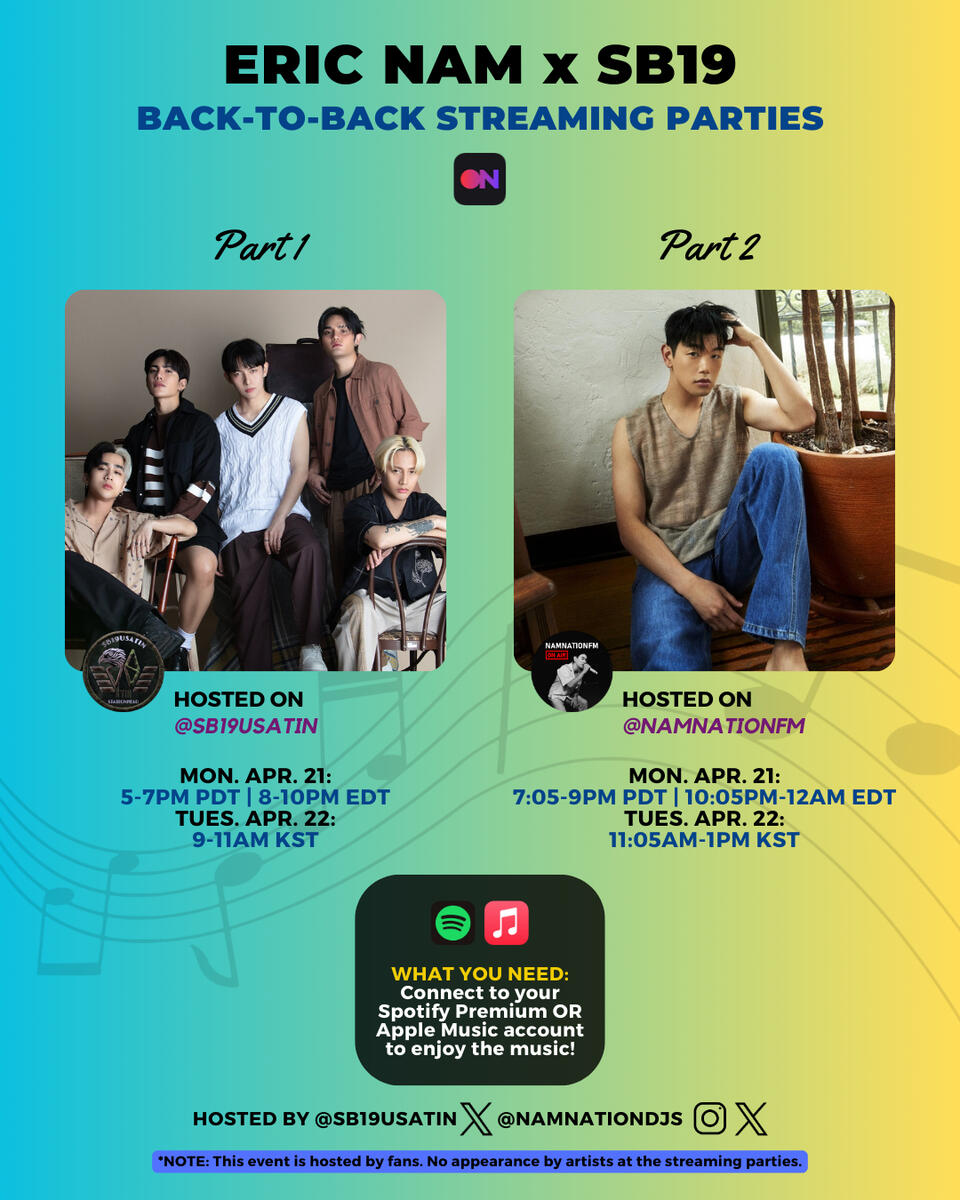 Eric Nam and SB19 Stationhead Streaming Party