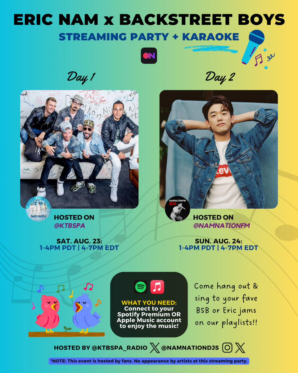 Eric Nam x Backstreet Boys Streaming Party + Karaoke Eric Nam and Backstreet Boys Stationhead Streaming Party and Karaoke
