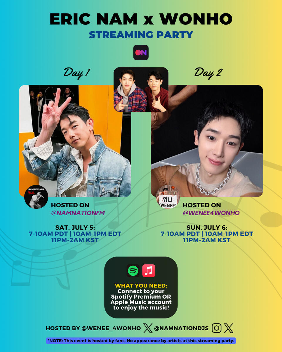 Eric Nam x WONHO Streaming Party Eric Nam and WONHO Stationhead Streaming Party
