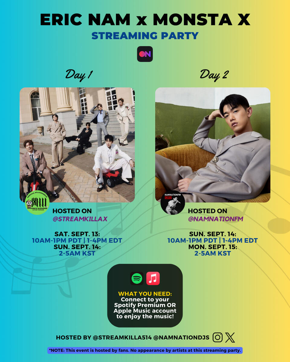 Eric Nam x Monsta X Streaming Party Eric Nam and Monsta X Stationhead Streaming Party