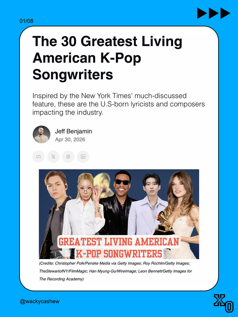 Eric Nam included in list of 30 Greatest Living American K-Pop Songwriters