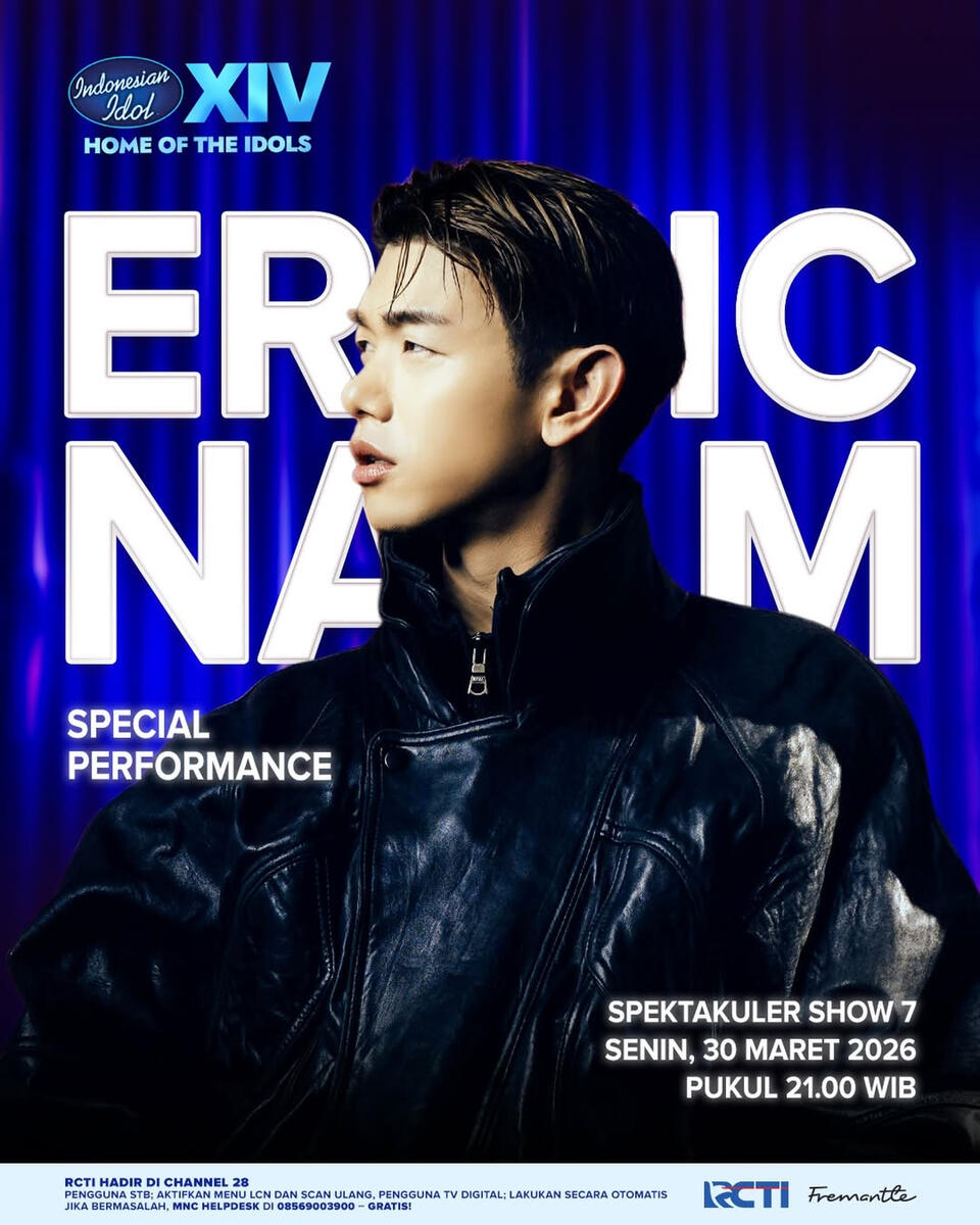 Eric Nam performing live as a special guest on Indonesian Idol on Mon. March 30, 2026. Eric Nam performing live as a special guest on Indonesian Idol on Mon. March 30, 2026.