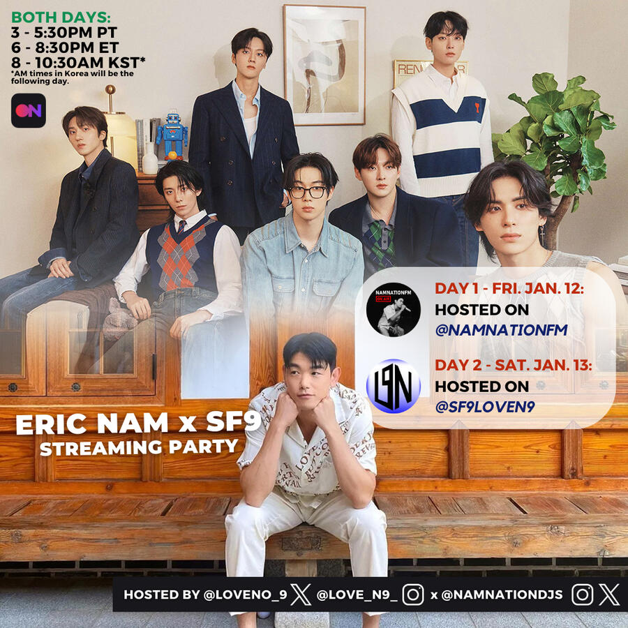 Eric Nam x SF9 Streaming Party Eric Nam and SF9 Stationhead Streaming Party