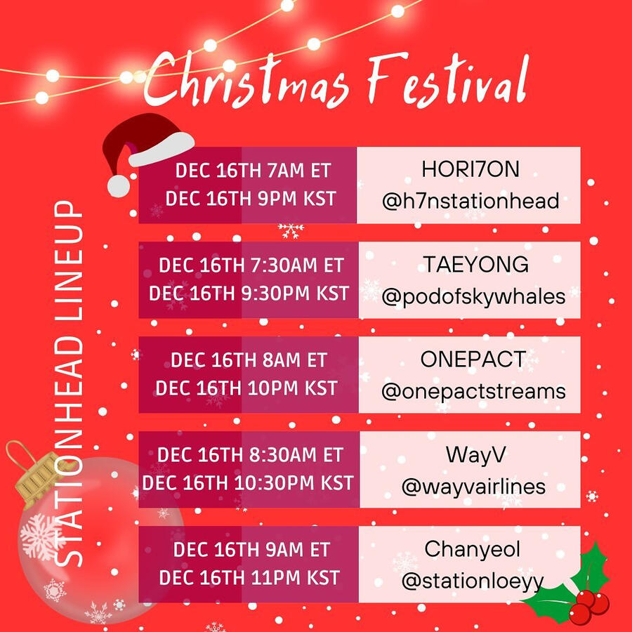 Christmas Festival Group Stations Event Line-up on Stationhead Christmas Festival Group Stations Event Line-up on Stationhead