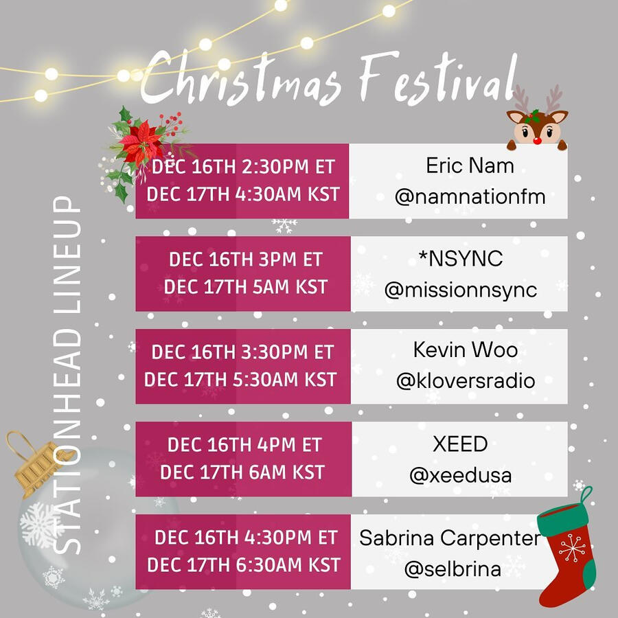 Christmas Festival Group Stations Event Line-up on Stationhead
