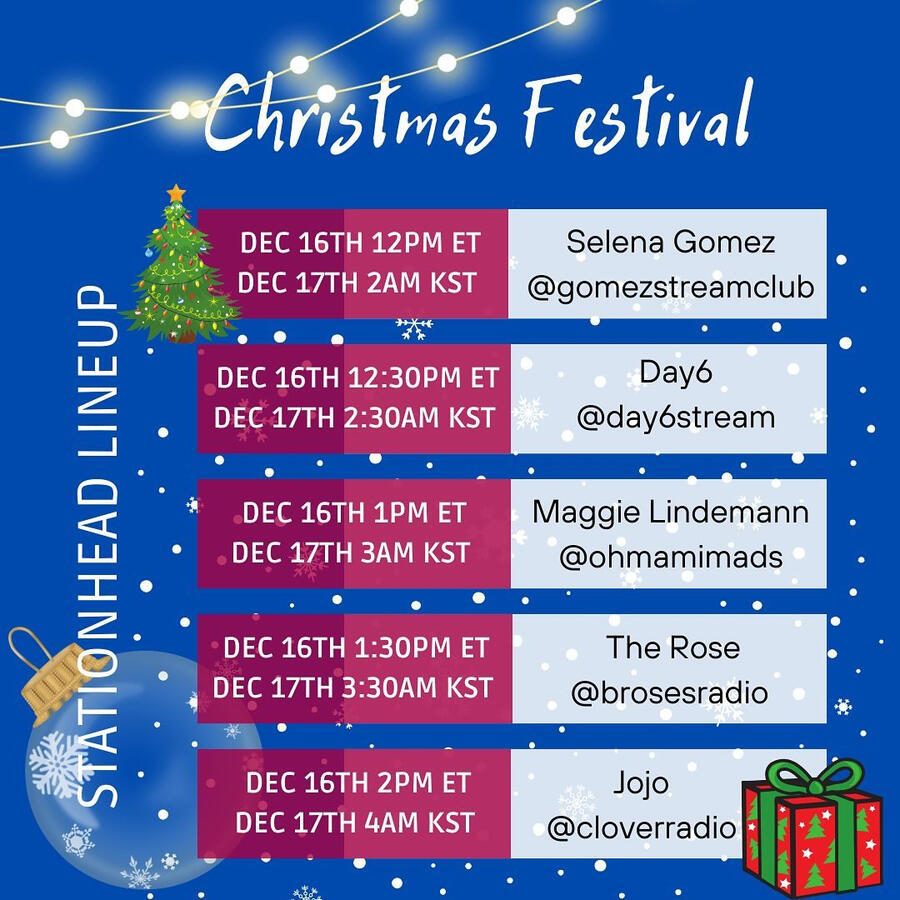 Christmas Festival Group Stations Event Line-up on Stationhead Christmas Festival Group Stations Event Line-up on Stationhead