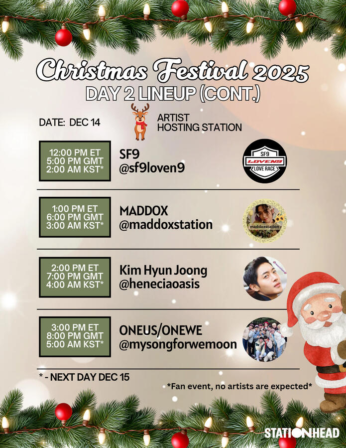 Christmas Festival Group Stations Event Line-up on Stationhead