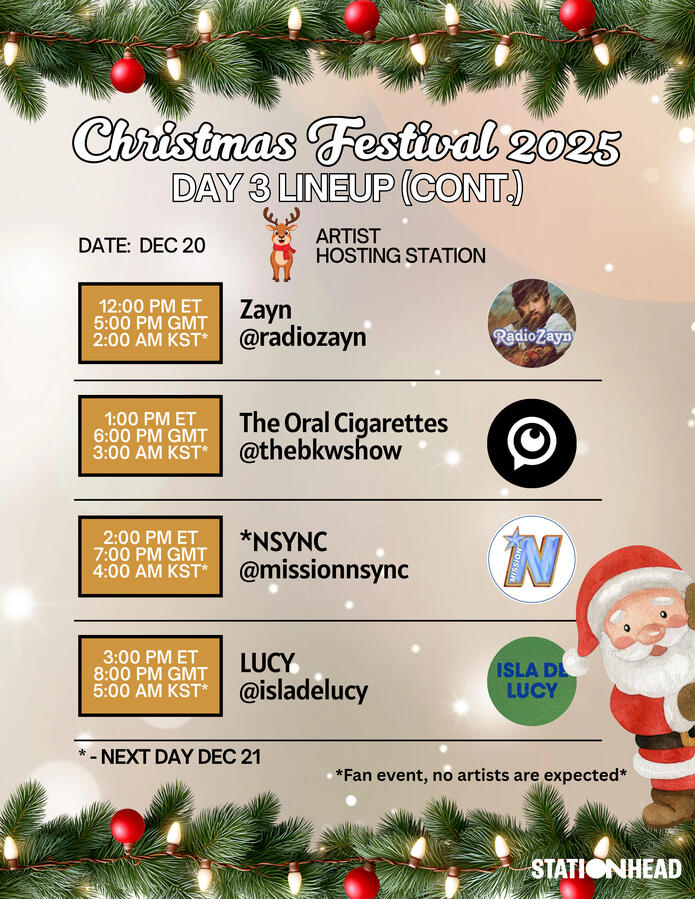Christmas Festival Group Stations Event Line-up on Stationhead