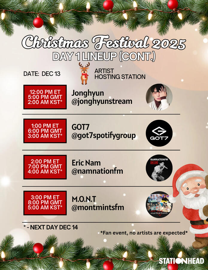 Christmas Festival Group Stations Event Line-up on Stationhead Christmas Festival Group Stations Event Line-up on Stationhead