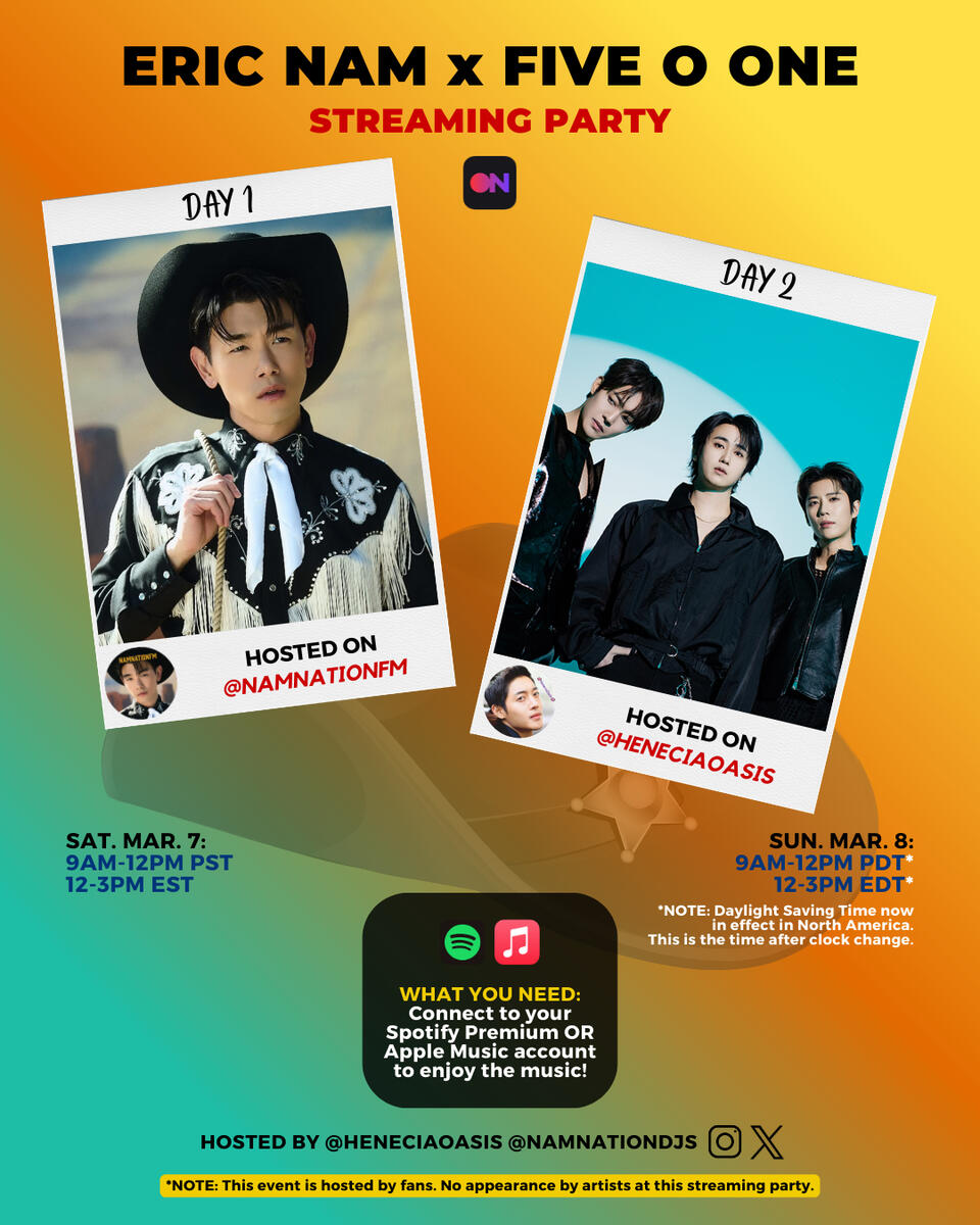 Eric Nam and FIVE O ONE Stationhead Streaming Party