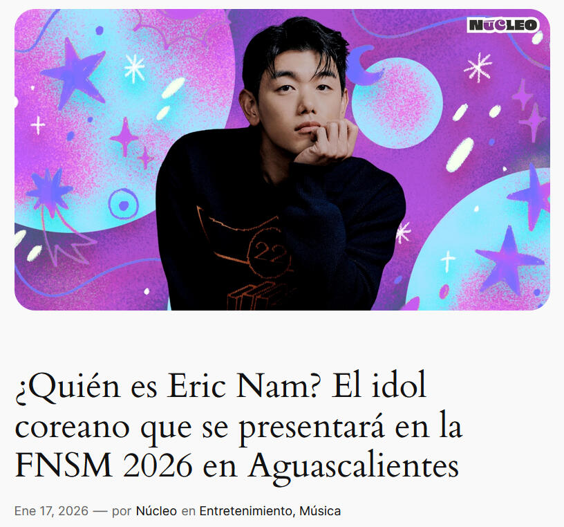 Eric Nam performing at Feria Nacional de San Marcos at Foro de las Estrellas in Aguascalientes, Mexico on May 2, 2026 Eric Nam performing at Feria Nacional de San Marcos at Foro de las Estrellas in Aguascalientes, Mexico on May 2, 2026
