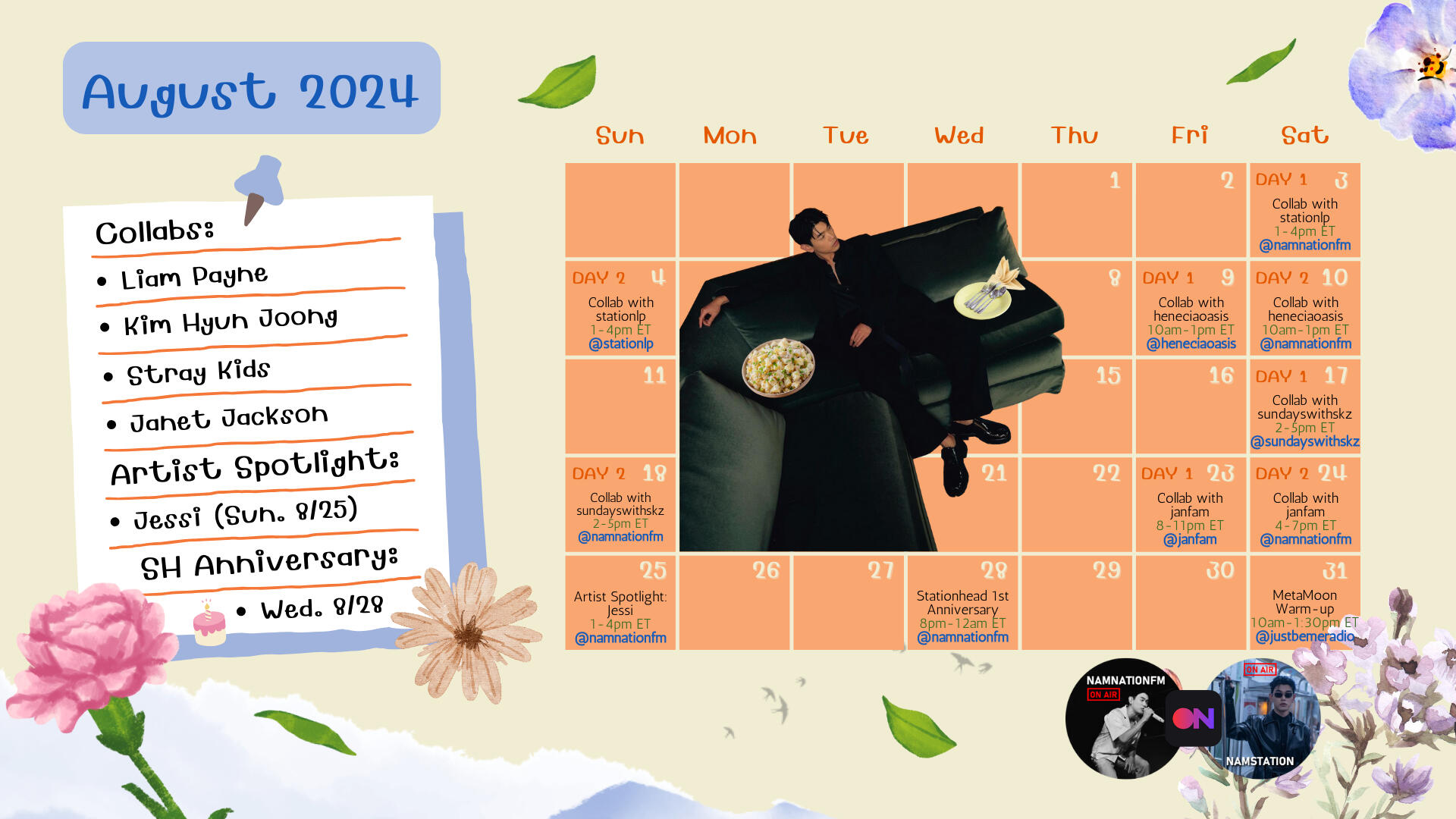 August 2024 Calendar for Nam Nation Stationhead DJs