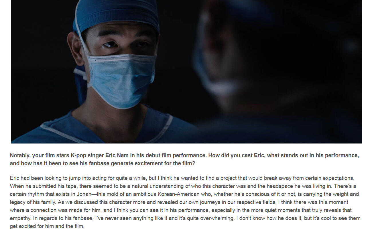 Director Spotlight: Jason Park on Transplant starring Eric Nam