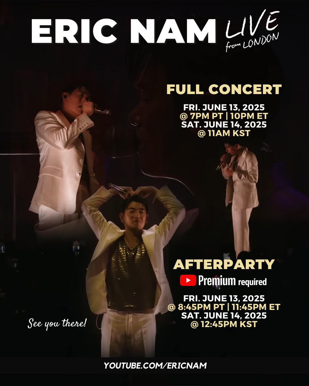 Eric Nam Live From London Full Concert Livestream and After Party on YouTube Eric Nam Live From London Full Concert Livestream and After Party on YouTube