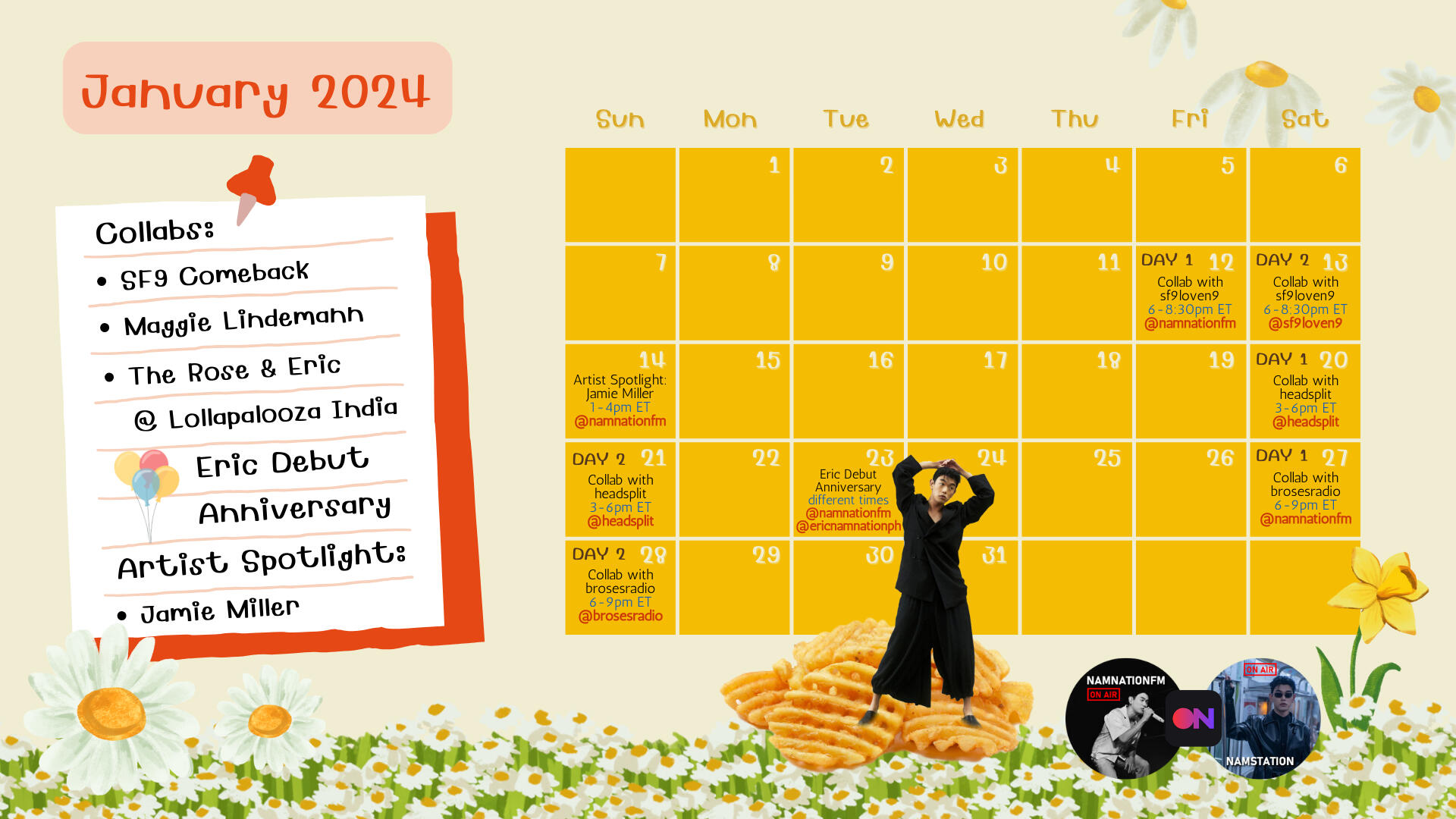 January 2024 Calendar for Nam Nation Stationhead DJs