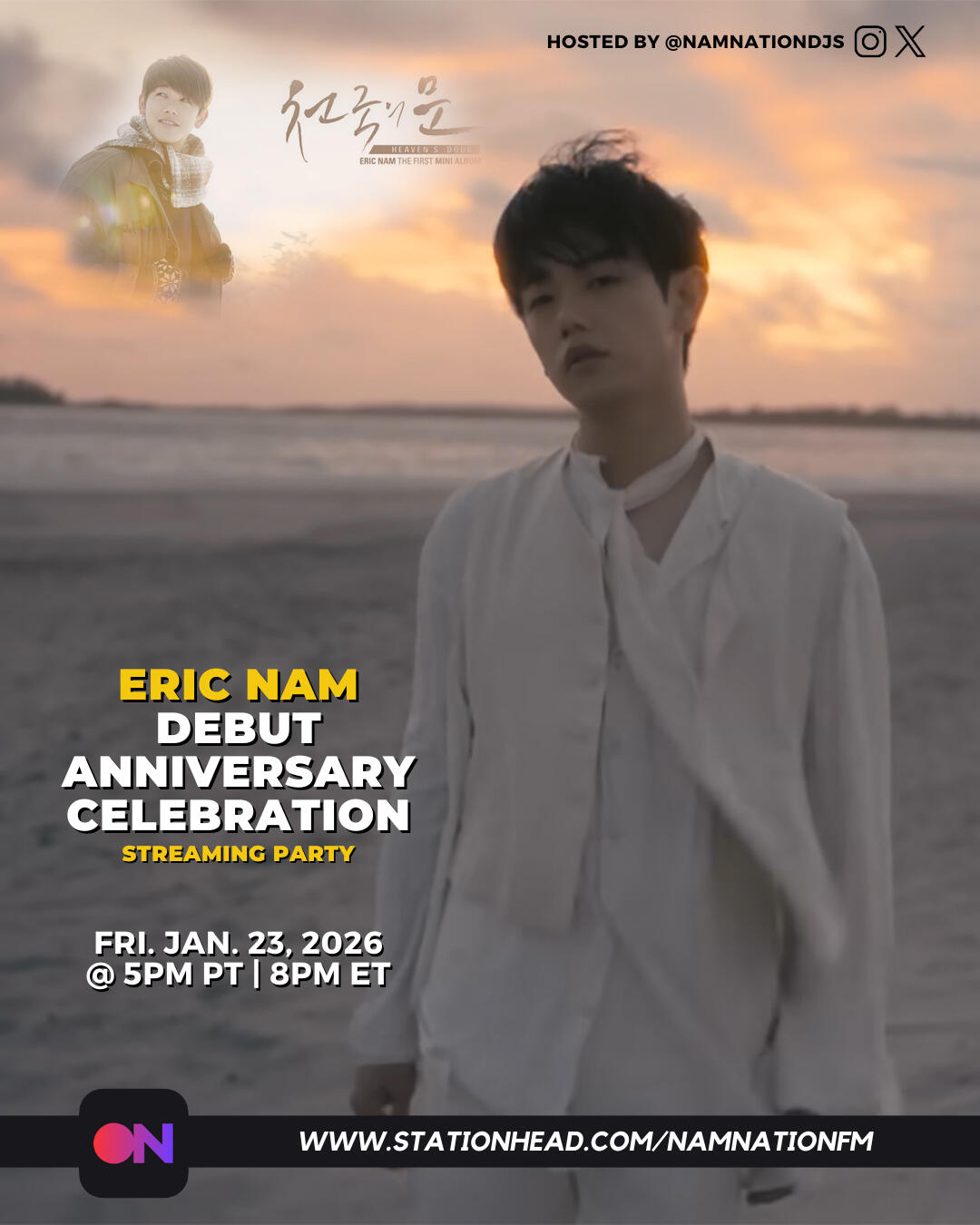 Eric Nam 13th Debut Anniversary Celebration Streaming Party on Stationhead