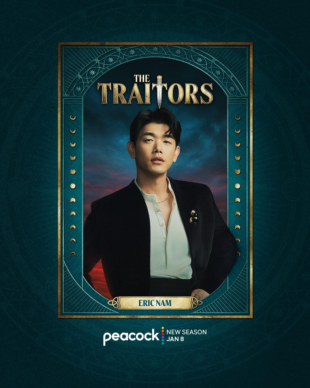 Official cast photo of Eric Nam in The Traitors US Season 4 on Peacock Official cast photo of Eric Nam in The Traitors US Season 4 on Peacock