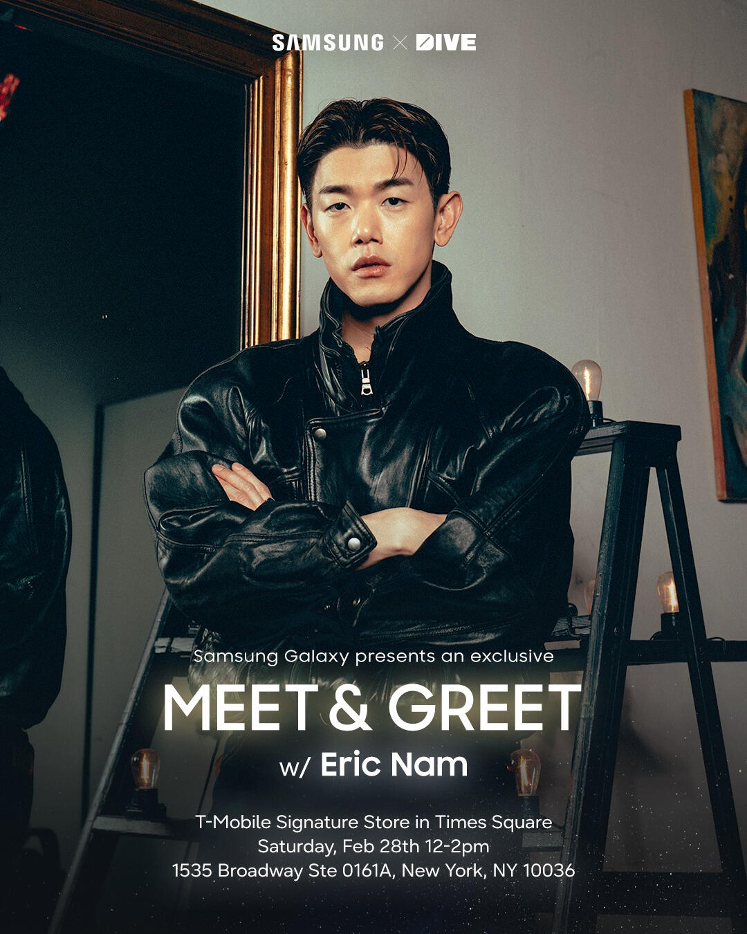 Eric Nam at the Samsung Mobile USA x DIVE Studios Meet & Greet at T-Mobile Signature Store in Times Square, NYC on Feb. 28, 2026.