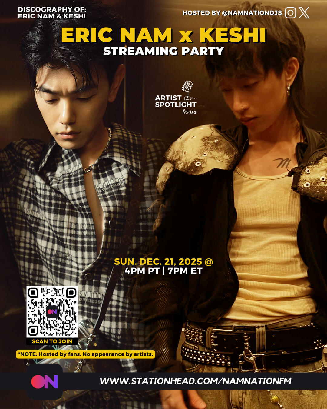 Eric Nam and keshi Stationhead Streaming Party