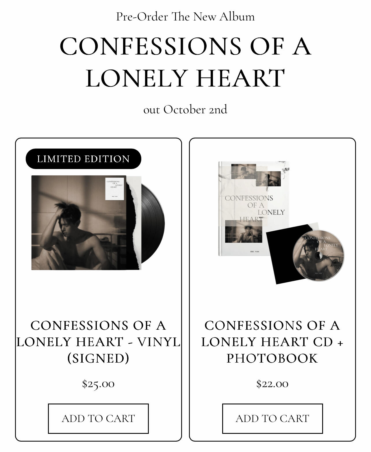 Eric Nam - Confessions of a Lonely Heart album pre-order