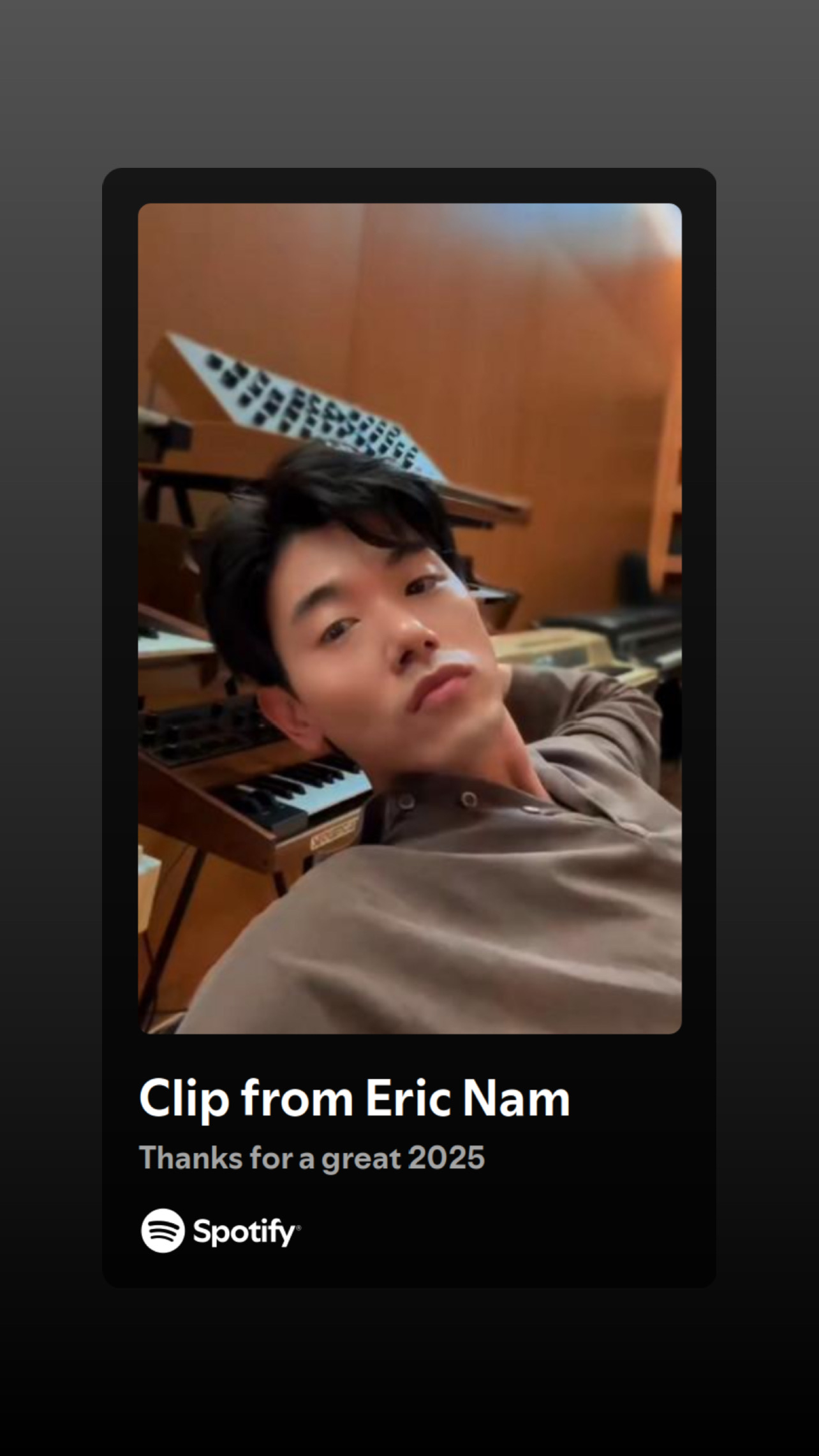 Eric Nam Spotify Wrapped 2025 Video Message